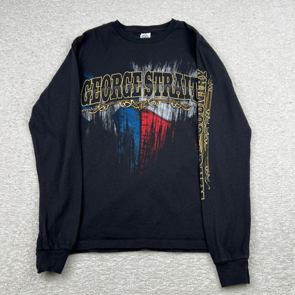 George Strait Cowboy Rides Away Tour Shirt Mens Medium Black Long Sleeve Concert